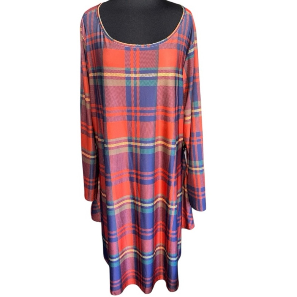 Lily Multicolor Plaid Long Sleeve Dress, P2P:27”, L:41.5”